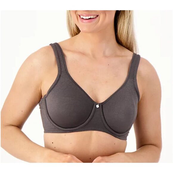 Breezies Other - Breezies Graphite Underwire Unlined Floral Jacquard Support Bra Size 46C